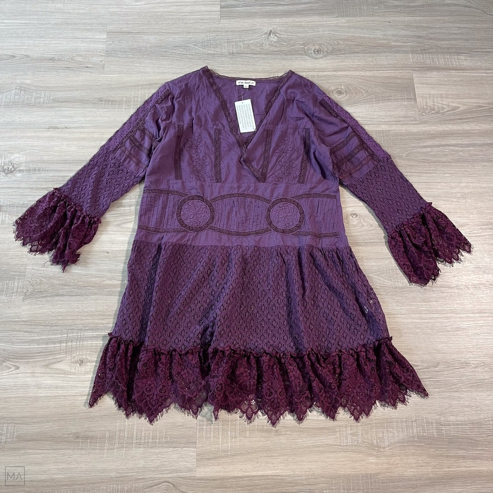 NEW Indigo Thread Co.	Womens Dress Lace V Neck Whimsigoth Witchy Flare Sleeve M